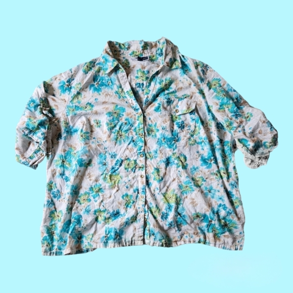 Karen Scott Floral Button Up Blouse - Picture 1 of 7